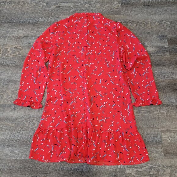 NWT BANANA REPUBLIC | Ruffle-Hem Swing Shift Dress Patterned | Sz. S - Picture 7 of 7